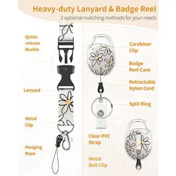 Uniclife Floral Sliding Badge Holder with Retractable Reel