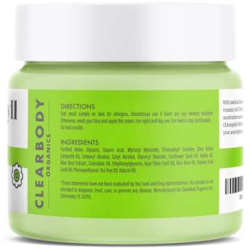 Chlorophyll Clear Tea Tree Oil for Acne Cream & Chlorophyll Cream (2oz) - Tea Tree Acne Moisturizer for Face - Vitamin Rich - Day & Night Moisturizer Women & Men - Suitable for All Skin Types