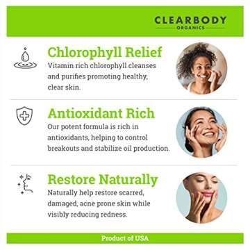 Chlorophyll Clear Tea Tree Oil for Acne Cream & Chlorophyll Cream (2oz) - Tea Tree Acne Moisturizer for Face - Vitamin Rich - Day & Night Moisturizer Women & Men - Suitable for All Skin Types