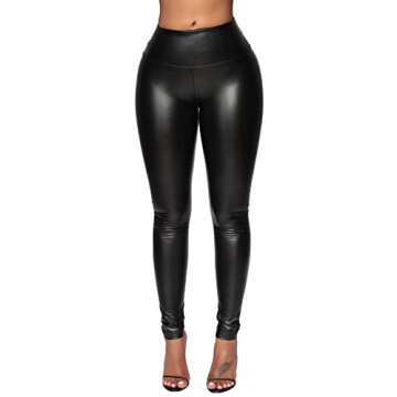 Govc Womens High Waist Faux Leather Leggings Stretchy Sexy Pants(Black,S)