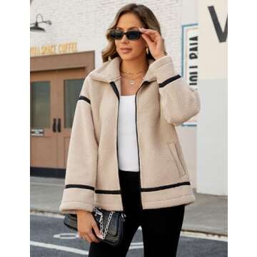 Daacee Women’s Fuzzy Fleece Jacket Warm Casual Faux Fur Zipper Coat Trendy Winter Fluffy Jackets O...
