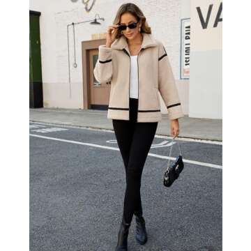 Daacee Women’s Fuzzy Fleece Jacket Warm Casual Faux Fur Zipper Coat Trendy Winter Fluffy Jackets Outerwear (0758-Camel-Small)