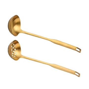 Elegant Gold Soup Ladle Colander Set for Stylish Cooking