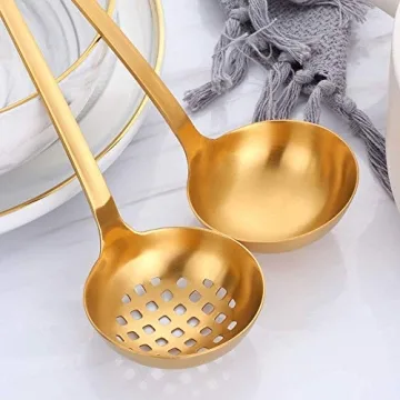 Elegant Gold Soup Ladle Colander Set for Stylish Cooking