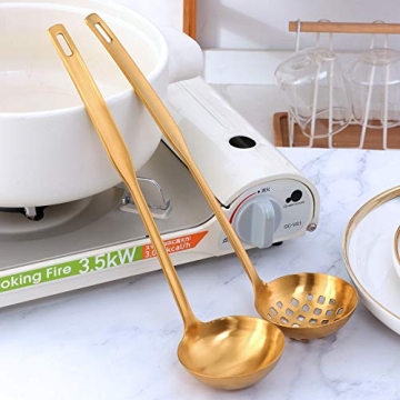 Elegant Gold Soup Ladle Colander Set for Stylish Cooking