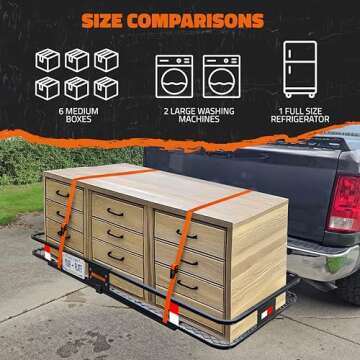 Mockins 70"x30"x6" XXL Folding Trailer Hitch Cargo Carrier |500Lbs. Capacity All-Weather Luggage Rack for SUV & Car| Cargo Racks for Trailer Hitch w/Stabilizer & Straps| Cargo Basket Fits 2" Receiver