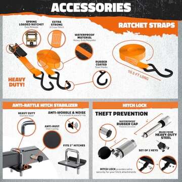 Mockins 70"x30"x6" XXL Folding Trailer Hitch Cargo Carrier |500Lbs. Capacity All-Weather Luggage Rack for SUV & Car| Cargo Racks for Trailer Hitch w/Stabilizer & Straps| Cargo Basket Fits 2" Receiver