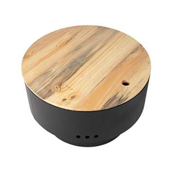 Fire Sense 60532 Fire Pit Revolver Wood Burning Lightweight Portable Outdoor Firepit Backyard Fireplace for Camping Bonfire with Grill Rack & Hardwood Top - 24“ Multicolor