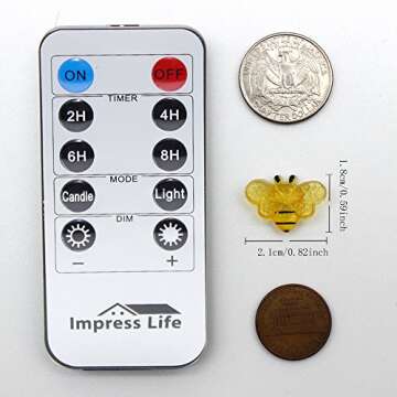 Impress Life Honey Bee Fairy String Lights, 10 Foot 40 LED, USB & Battery Operated 8 Modes with Remote Control for Wedding, Party, Festival, Indoor, Outdoor Decoration