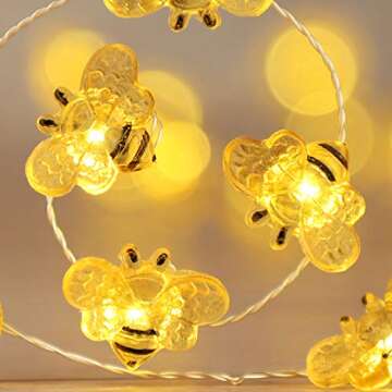 Impress Life Honey Bee Fairy String Lights, 10 Foot 40 LED, USB & Battery Operated 8 Modes with Remote Control for Wedding, Party, Festival, Indoor, Outdoor Decoration