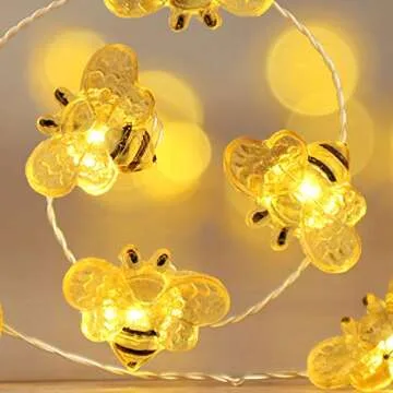 Impress Life Honey Bee Fairy String Lights, 10 Foot 40 LED, USB & Battery Operated 8 Modes with Remote Control for Wedding, Party, Festival, Indoor, Outdoor Decoration
