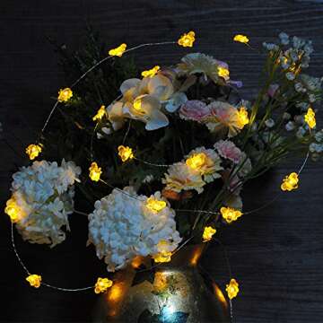 Impress Life Honey Bee Fairy String Lights, 10 Foot 40 LED, USB & Battery Operated 8 Modes with Remote Control for Wedding, Party, Festival, Indoor, Outdoor Decoration