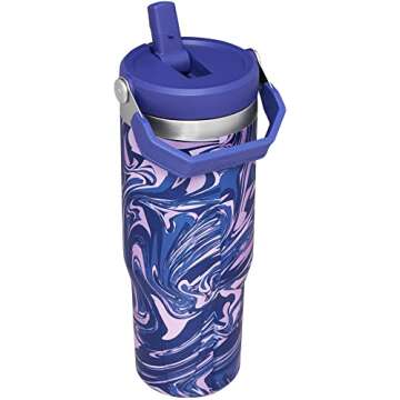 Stanley IceFlow Stainless Steel Tumbler - Vacuum Insulated Water Bottle for Home, Office or Car Reusable Cup with Straw Leak Resistant Flip Cold for 12 Hours or Iced for 2 Days, Lapis Swirl, 30OZ
