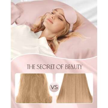 Miss Adola 1Pack Mulberry Silk Pillow Case for Hair and Skin Standard 26"x20" Silk Pillowcase with Eye Mask & Scrunchie Soft Silk Pillowcase Sleeping for Women, Wife, Female - Blush Pk