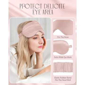 Miss Adola 1Pack Mulberry Silk Pillow Case for Hair and Skin Standard 26"x20" Silk Pillowcase with Eye Mask & Scrunchie Soft Silk Pillowcase Sleeping for Women, Wife, Female - Blush Pk