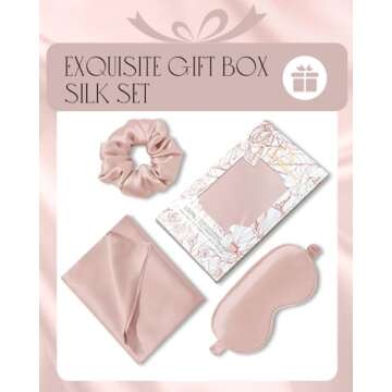 Miss Adola 1Pack Mulberry Silk Pillow Case for Hair and Skin Standard 26"x20" Silk Pillowcase with Eye Mask & Scrunchie Soft Silk Pillowcase Sleeping for Women, Wife, Female - Blush Pk