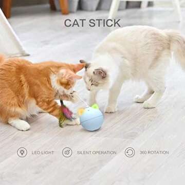 BENTOPAL Cat Toys for Indoor Cats Automatic Interactive with Cats/Kittens, Feather can Replaced (White)