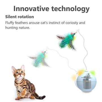 BENTOPAL Cat Toys for Indoor Cats Automatic Interactive with Cats/Kittens, Feather can Replaced (White)