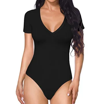 MANGOPOP Deep V Neck Bodysuit for Women - Stylish Comfort