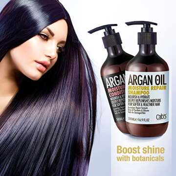 Cab's Moroccan Argan Oil Shampoo and Conditioner Set - Thickening Hair Treatment for Women and Men, Hydrate & Repair the Hair, Best Gift for Thinning Hair, Damaged, Frizzy, or Color Treated Hair, Paraben Free - 2 x 16.9 Fl Oz