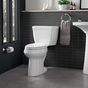 KOHLER 4636-RL-7 Cachet ReadyLatch Elongated Toilet Seat, Quiet-Close Lid, Contoured Seat, Grip-Tigh...