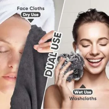 Orighty Washcloths 48 Pack, Ultra Soft Face Cloths 12 x 12 inch, Absorbent & Quick Drying Coral Velvet Washcloth Bulk, Multi-Purpose Face Cloth for Household, Cleansing and Sport (Grey)