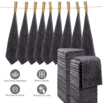 Orighty Washcloths 48 Pack, Ultra Soft Face Cloths 12 x 12 inch, Absorbent & Quick Drying Coral Velvet Washcloth Bulk, Multi-Purpose Face Cloth for Household, Cleansing and Sport (Grey)