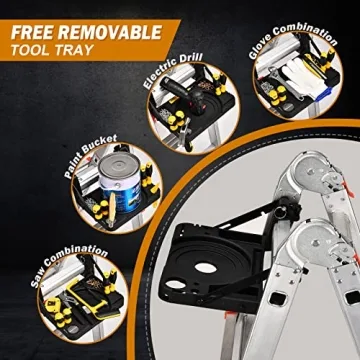 Soctone 14 Ft A-Frame Ladder Tool Tray Stabilizer Bar