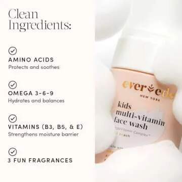 Evereden Kids Face Wash - 3.4 fl oz, Gentle Skin Care, Fresh Pomelo Scent, Gentle Foaming Cleanser, Non-Toxic and Hypoallergenic