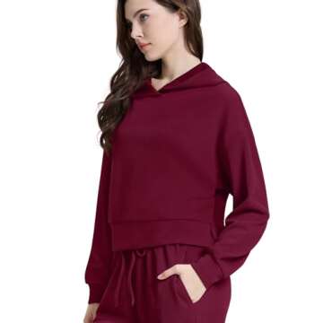 WIHOLL Womens Two Piece Outfits Sweatpants Women Sweatsuit Set Matching Sets Trendy Outfits For Women 2024 Red 2XL