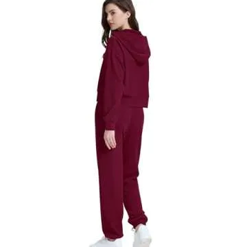 Trendy WIHOLL Women's Matching Sweatsuit Set Red 2024