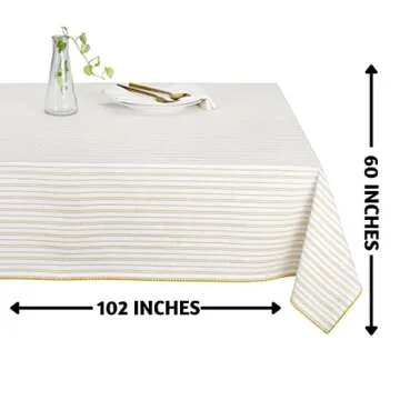 Folkulture Tablecloth 60 x 102 Inches Long, 100% Cotton Outdoor Table Cloth for Rectangle Tables for Home, Boho Table Cover for Spring or Bohemian Tableclothes for Farmhouse Décor or Wedding Parties