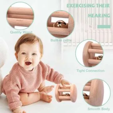 6-Piece Wooden Baby Toy Set for Safe Early Development