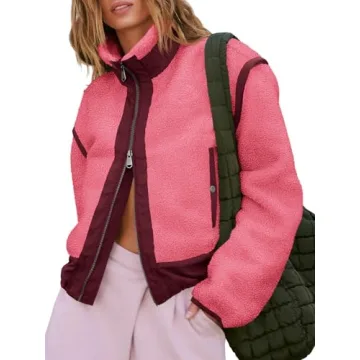 Tankaneo Women's Cropped Zip Up Fleece Jacket - Stylish Winter Essential