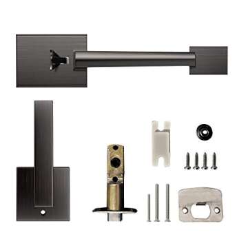 Oasbike Premium Single Handle Set, Front Door Handleset Entry Door Handle with Door Lever for Right & Left Sided Doors, Aged Bronze Finish