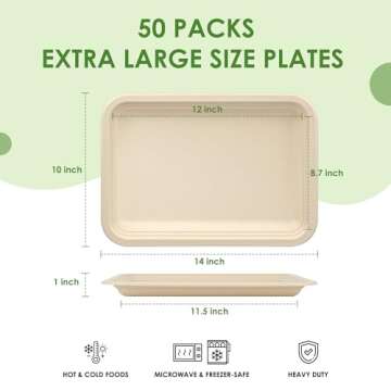 FEHHTO 50 Pack 14 Inch Disposable Food Trays for Eco-Friendly Dining