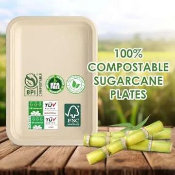 FEHHTO 50 Pack Biodegradable Food Trays - Heavy Duty 14 Inch