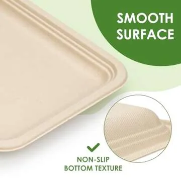FEHHTO 50 Pack Biodegradable Food Trays - Heavy Duty 14 Inch