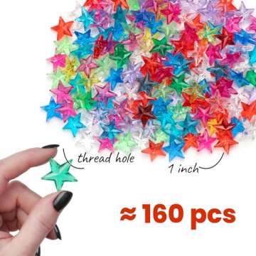 Plastic Stars - Gemstones and Crystals - 160pcs Multicolored Vase Filler for Crafts, Fish Tank Rocks...