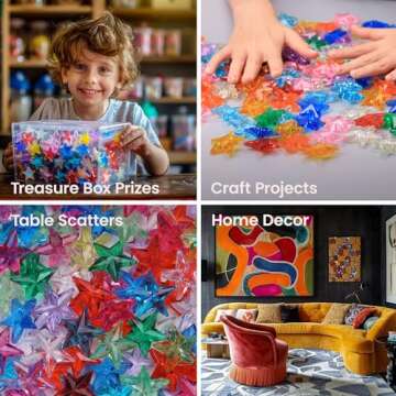 Colorful Plastic Stars - 160pcs Gemstones for Crafts