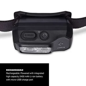 BLACK DIAMOND Storm 500-R Rechargeable LED Headlamp, Waterproof and Dimmable for Camping, Hiking, Running, Hunting, Work with Red Light Headlamp Mode, Black
