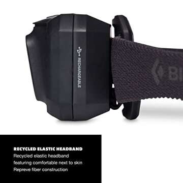 BLACK DIAMOND Storm 500-R Rechargeable LED Headlamp, Waterproof and Dimmable for Camping, Hiking, Running, Hunting, Work with Red Light Headlamp Mode, Black