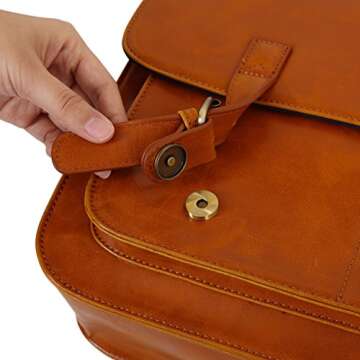 ECOSUSI Messenger Bag PU Leather Laptop Briefcase 14 inch Computer Shoulder Satchel Bag for Women and Men, Brown