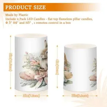 ALAZA Watercolour Cute Rabbit Easter Bunny Flickering Flameless Candles Battery Operated with Remote Timer,Tea Light Candles LED Pillar Votive Candles Set of 2 for Outdoor Indoor Decorations