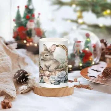 ALAZA Watercolour Cute Rabbit Easter Bunny Flickering Flameless Candles Battery Operated with Remote Timer,Tea Light Candles LED Pillar Votive Candles Set of 2 for Outdoor Indoor Decorations