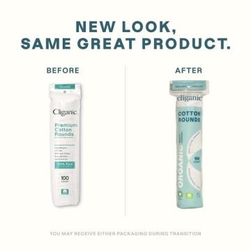 Cliganic Organic Cotton Rounds for Makeup Removal - 300 Count