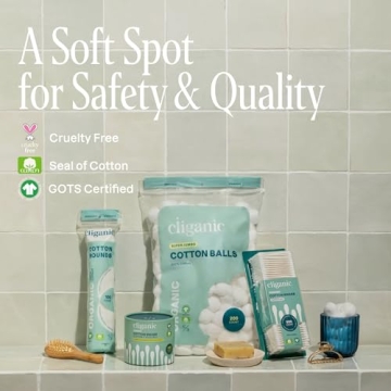 Cliganic Organic Cotton Rounds for Makeup Removal - 300 Count