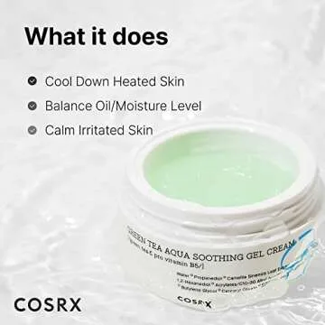 COSRX Hydrium Green Tea Aqua Soothing Gel Cream, 1.69 fl.oz / 50ml | Lightweight Daily Cream | Camelia, Aloe Gel | Korean Skin Care, No Animal Testing, Paraben Free