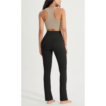 ODODOS Cloud Feeling Straight Leg Pants with Back Pocket for Women, High Waist Casual Lounge Yoga Pants, 30" Inseam, Black, Medium