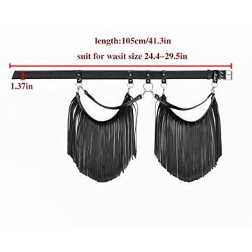 Ayliss Women Punk Waist Belt Long Tassel Fringe Fashion Dress Belt PU Leather Gothic Waistband Adjus...